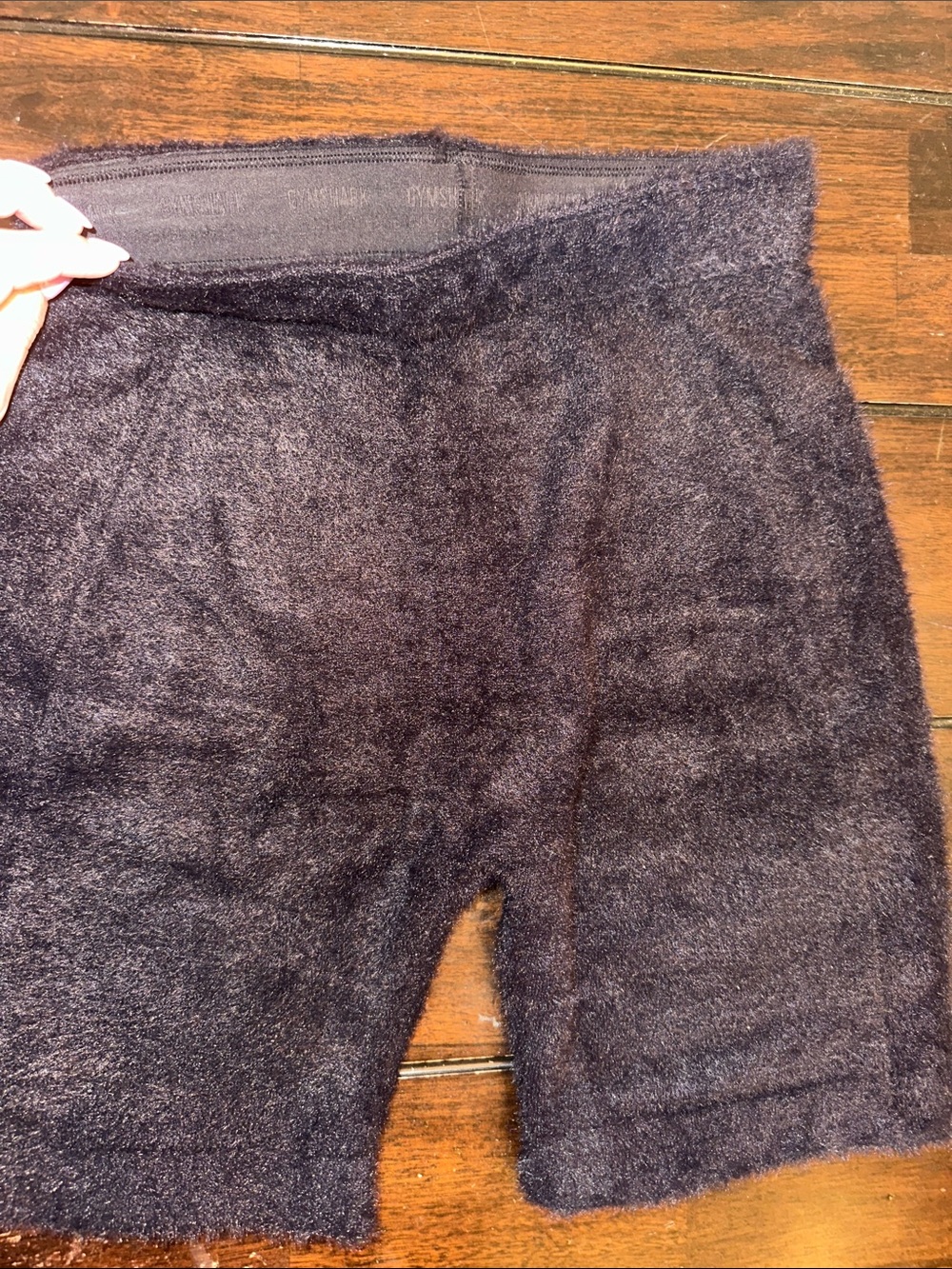 Gymshark Black Fuzzy Bralette & High-Waist Shorts Set - Picture 4 of 5